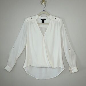 White House Black Market Ivory Blouse Size 10